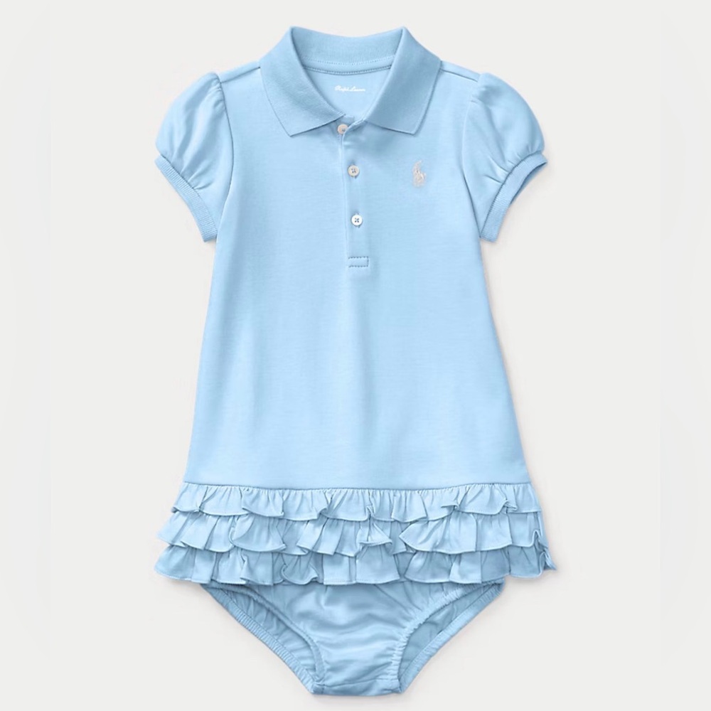Ralph Lauren Mint Green Polo Baby Dress with Bloomers